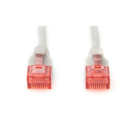 Digitus | Patch cord | CAT 6 U-UTP Slim patch cord | 2 m | Grey | Modular RJ45 (8/8) plug | Transparent red coloured connector - 2